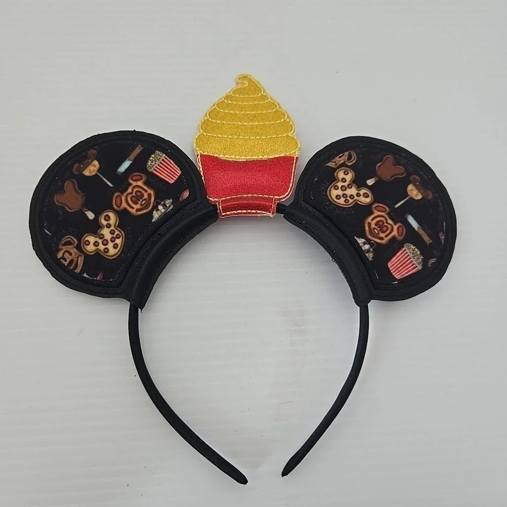 Disney Mickey Mouse Ears Headband - Snacks Cookies Pattern w/ Cupcake‎ Topper